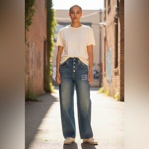 MM6 Maison Margiela Wide-Leg Denim Jeans.